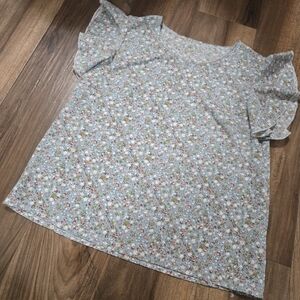 Floral Ruffle Sleeve Top